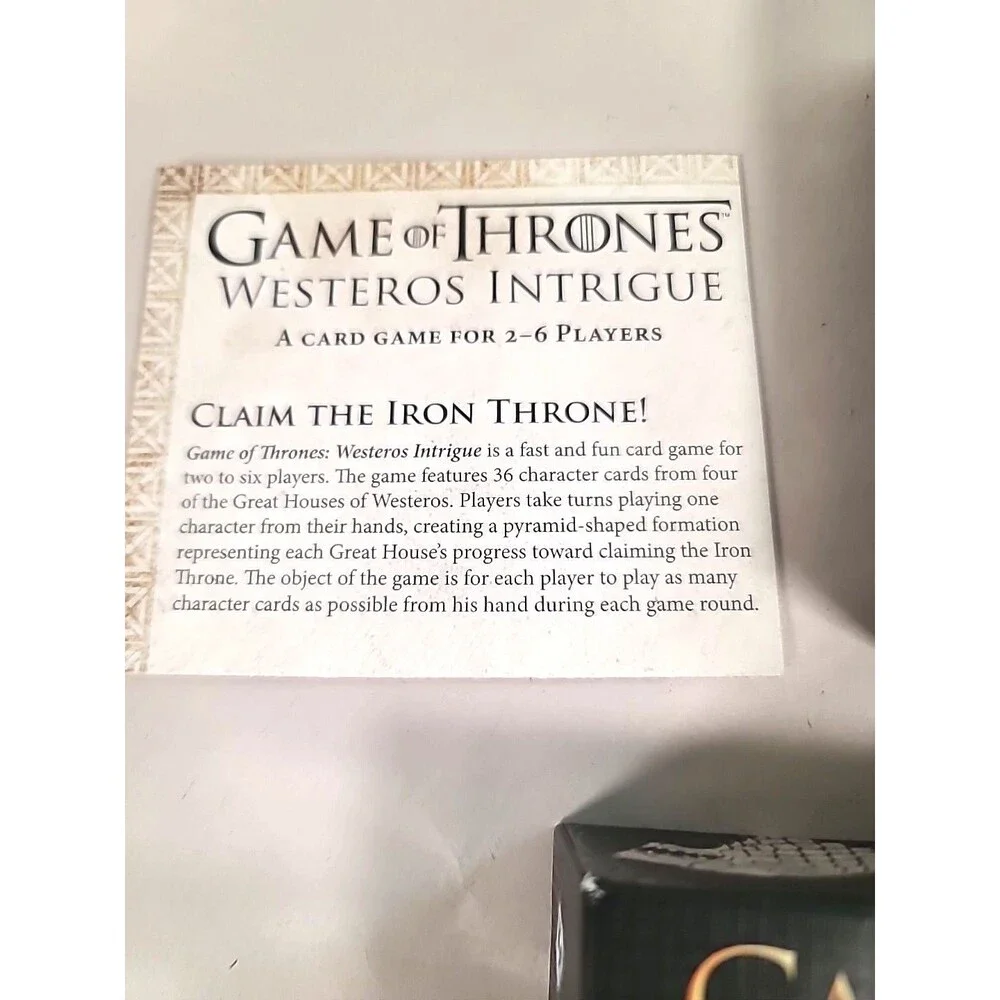 Game of Thrones Westeros Intrigue Card Game HBO TV Series Complete 2 To 6 Player